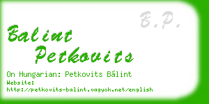 balint petkovits business card
